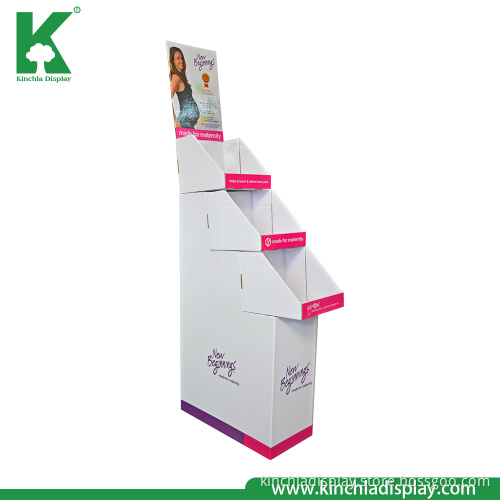 Health Care Product Cardboard Paper POS Floor Step Shelf Display Stand
